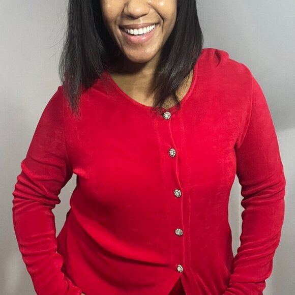 NWT red two piece slinky two piece co ord set pantsuit slacks dressy cocktail - Picture 11 of 14